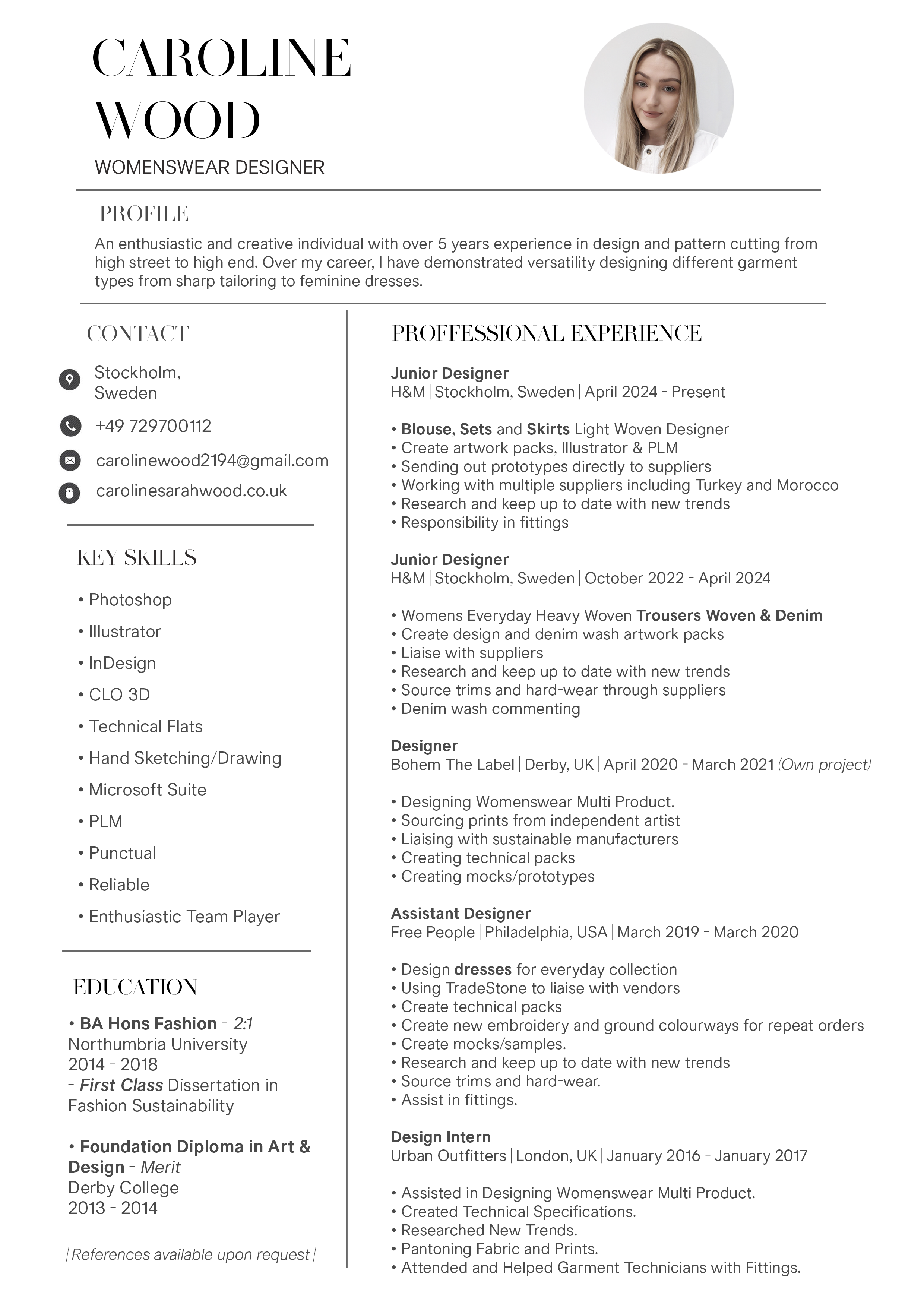 Caroline Wood CV
